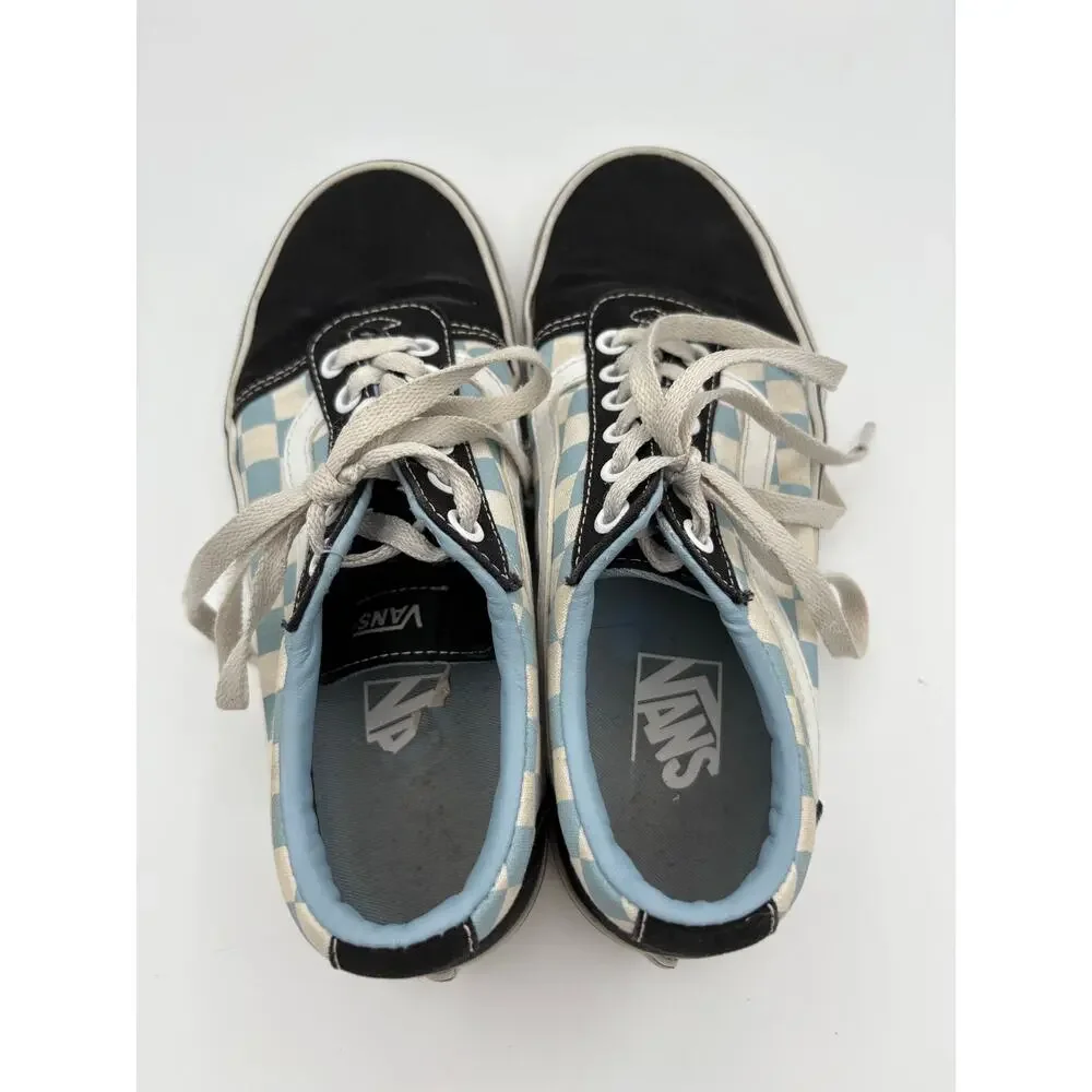 Vans Baby Blue & White Checkered Low Top Lace Up Size 7 Women’s